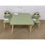 Ensemble de table et de chaises pour enfants avec 2 chaises paresseuses mignonnes, table d'activité pour tout-petits en bois, ensemble de jeu et d'étude à motif animal mignon pour salle de jeux, chambre à coucher, salle de classe - vert sauge et bois