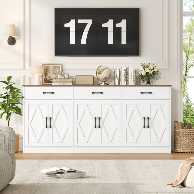Armoire buffet de style campagnard Bedie, White