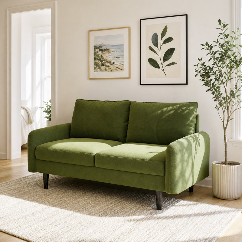 Causeuse Dotson, Velours vert olive