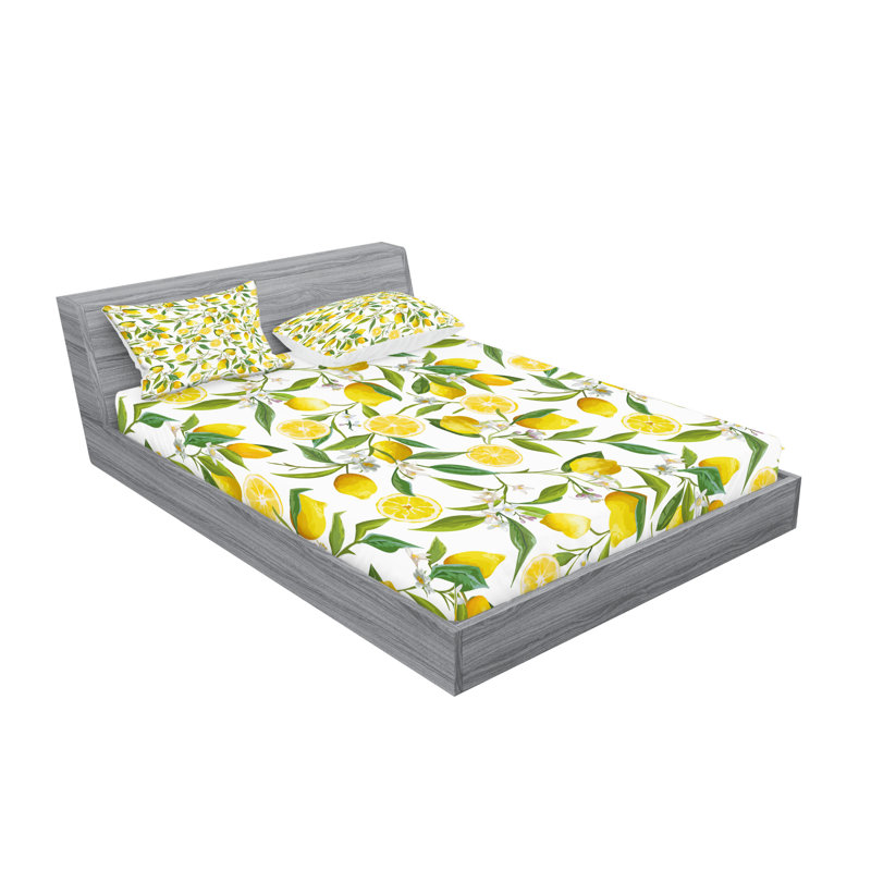 Ensemble de draps et taies décoratives de cuisine Ambesonne, vert fougère, jaune, blanc