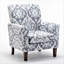 Fauteuil à motifs en mélange de polyester, structure en bois de bouleau massif avec pieds fuselés, fauteuil d'appoint rembourré en mousse pour le salon ou le bureau