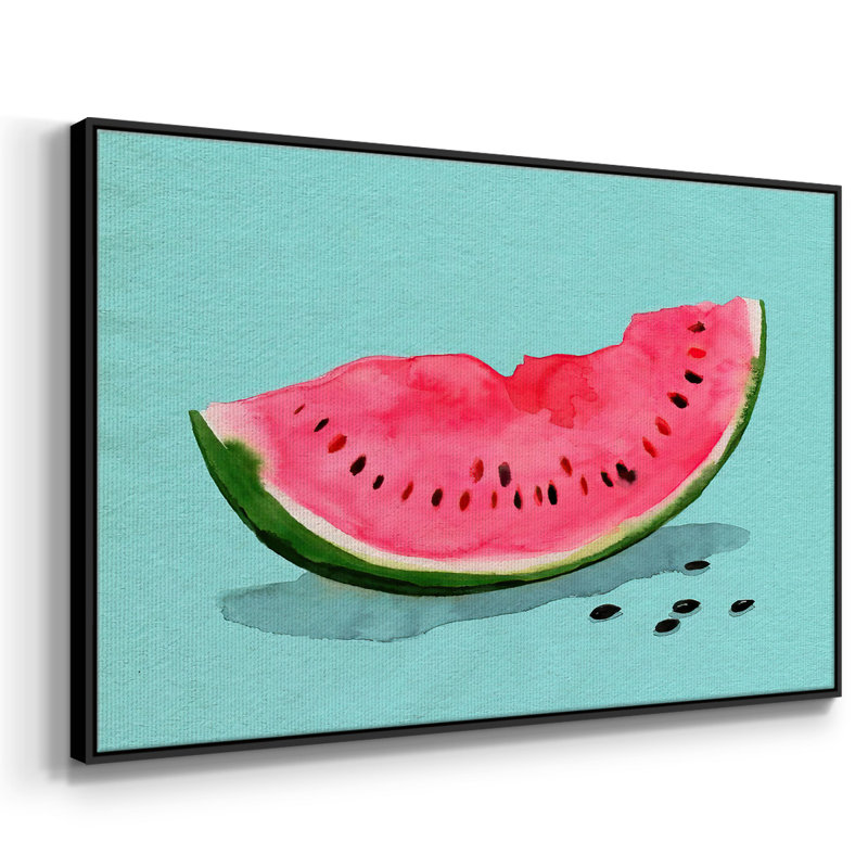 Summer Watermelon II, peinture sur toile encadrée, H 17 po x l 25 po x P 2 po, Cadre noir