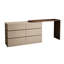 Coiffeuse modulaire extensible de 80 + 120 cm – Commode à six tiroirs en bois massif multicouche laqué écologique avec plateau en placage noyer, convertible en configuration en L ou linéaire, grande coiffeuse multifonctionnelle pour chambre à coucher