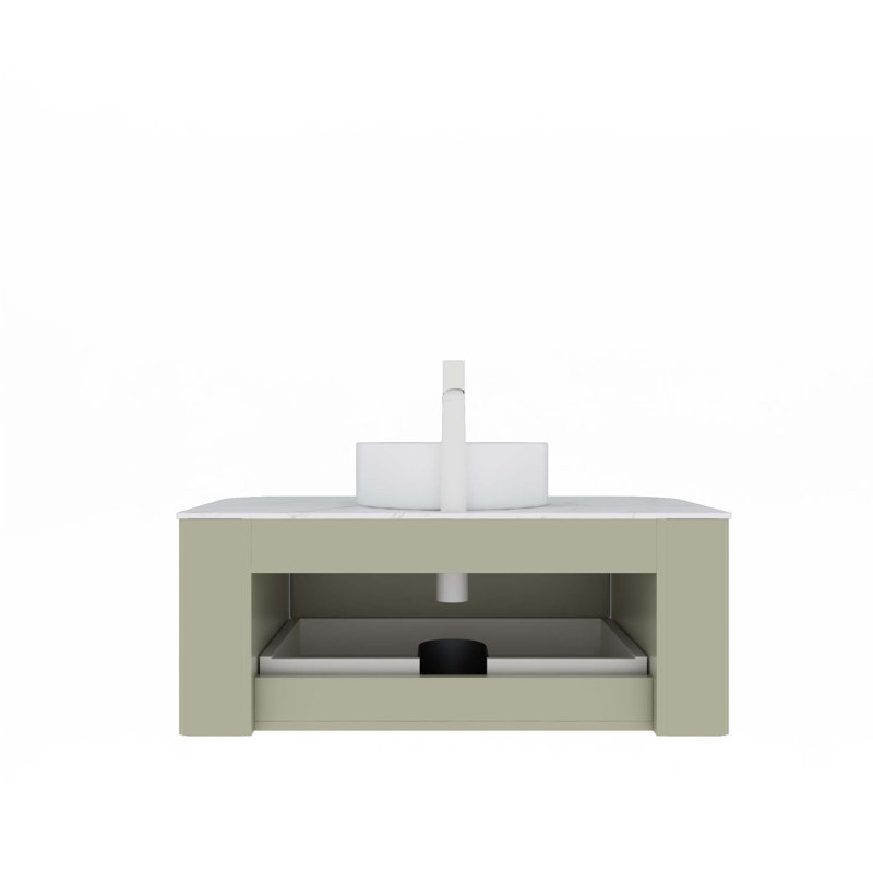 Meuble-lavabo mural flottant avec lavabo (sans robinet), Vert clair, 36"