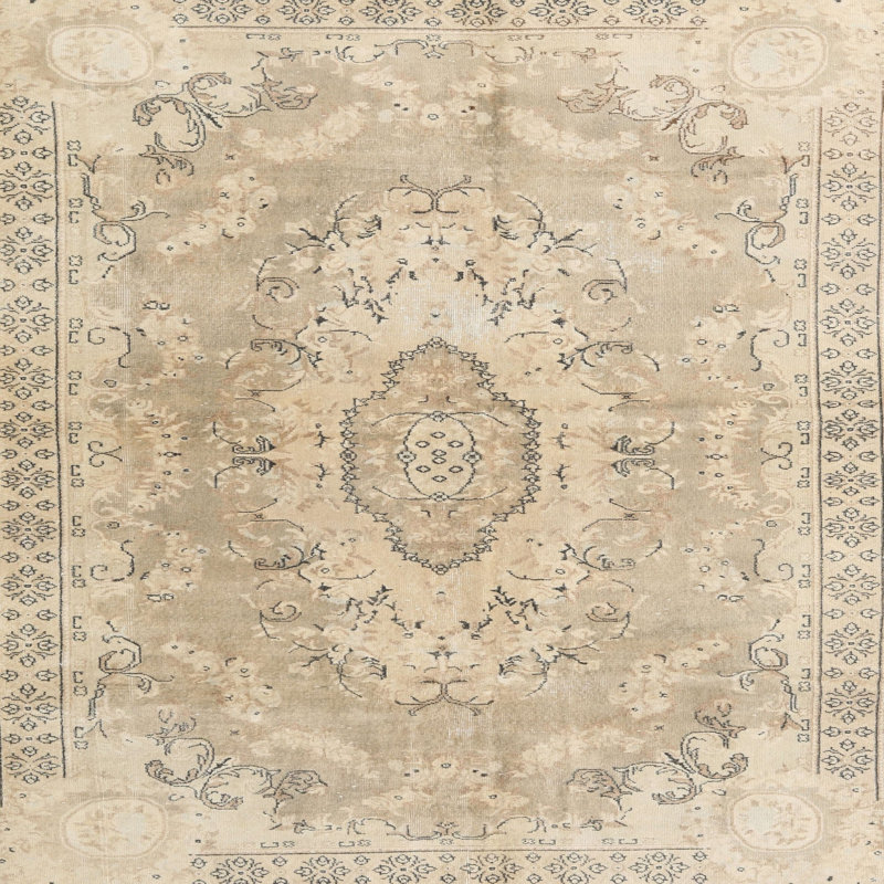 Tapis oriental beige / noir / brun, Carré 8 pi