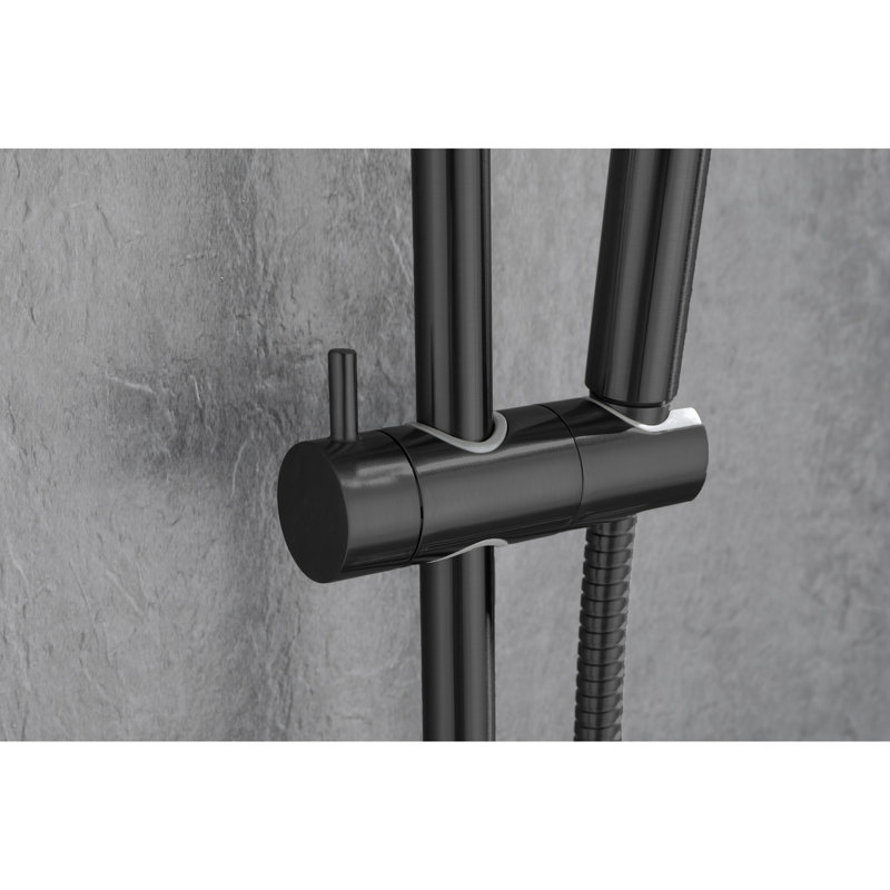 28-Inch Slide Bar Shower With 59-Inch Hose - Adjustable Height Head Nozzles, Stainless Steel Matte Black