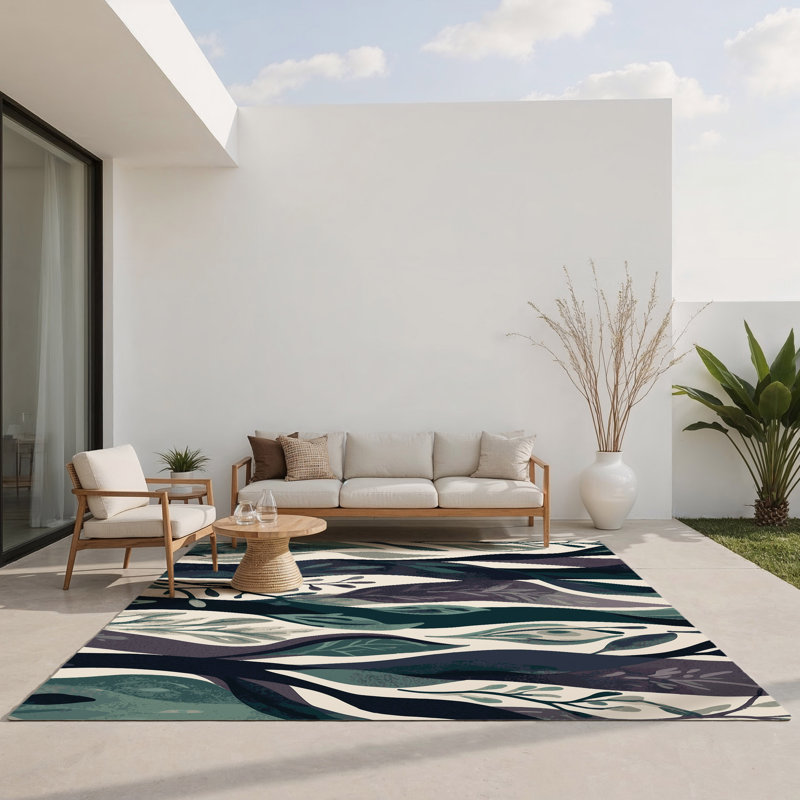 Golden Tendrils Indoor And Outdoor Area Rug, Rectangle 2' x 3'