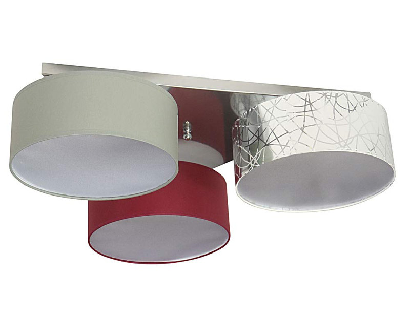 Pulley Fabric Semi Flush Mount, Silver/Dark grey/Burgundy