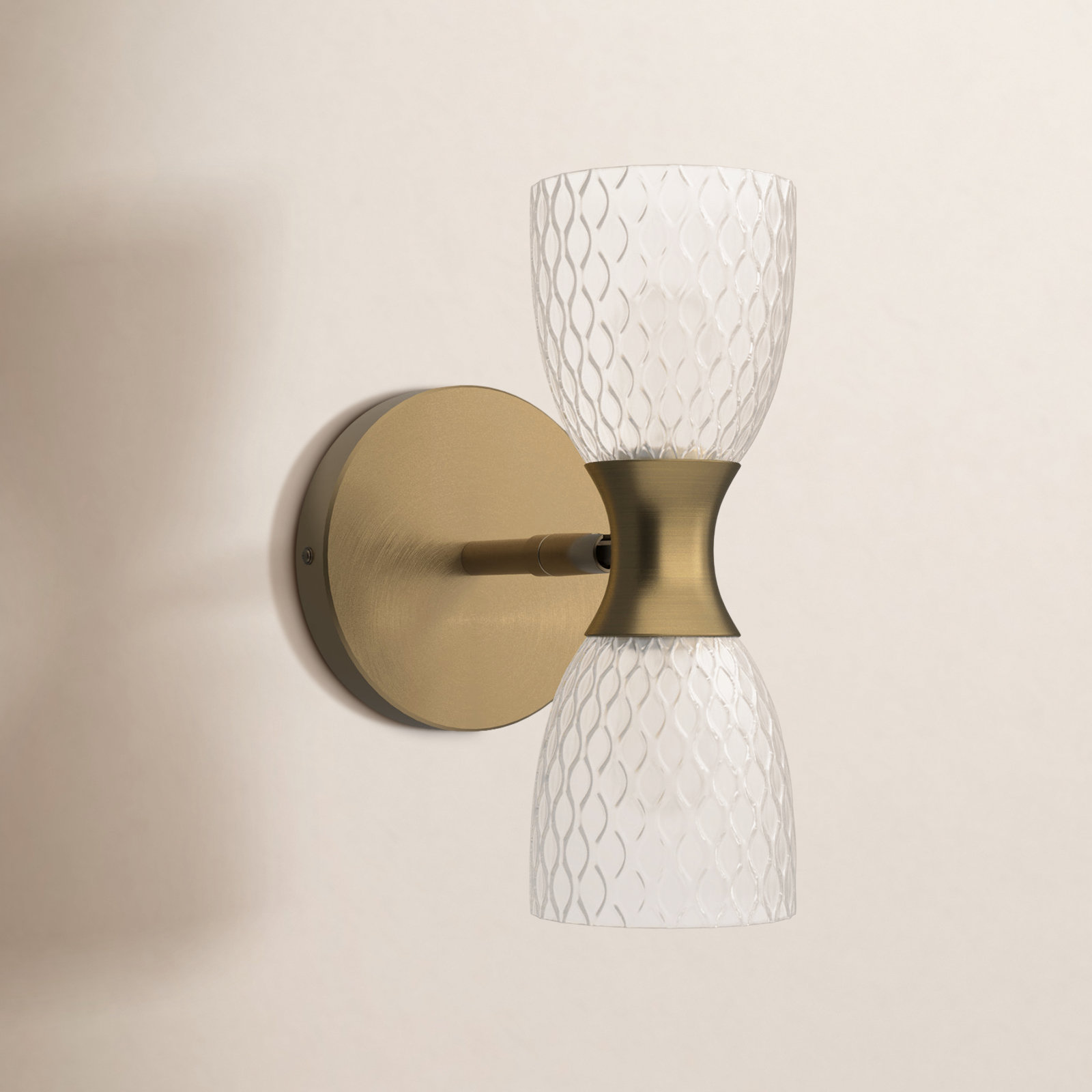 2 Light Glass Dimmable Armed Sconce