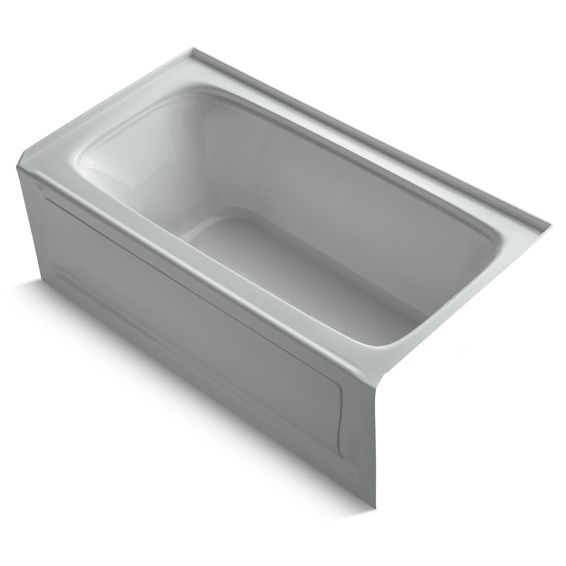 Bancroft 60" x 32" Alcove Soaking Acrylic Bathtub, Ice Grey, Right