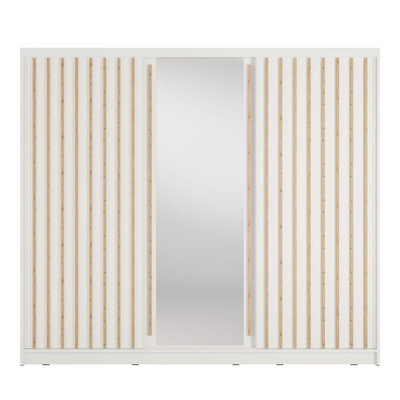 Aluna White Sliding Door Wardrobe 248cm with Mirror