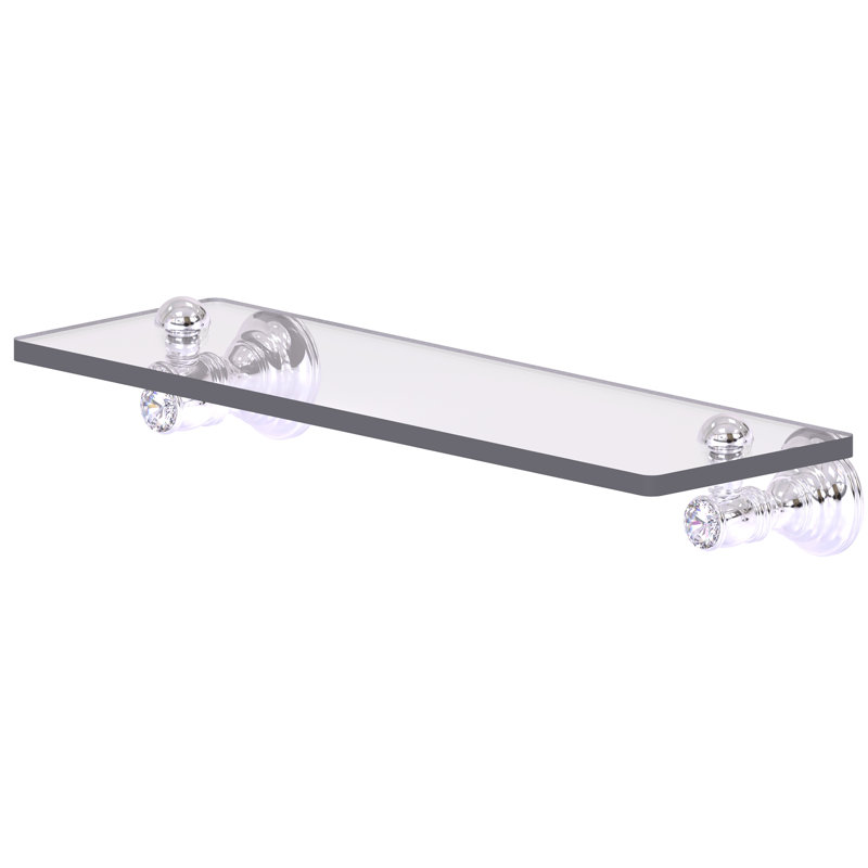 Hertz Glass Bracket Shelf, 2.4" H x 16" W x 5.54" D, Polished Chrome