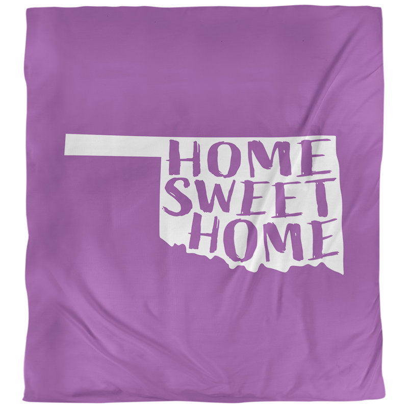 Housse de couette Home Sweet Oklahoma, Housse de couette pour très grand lit, Violet, Microfibre