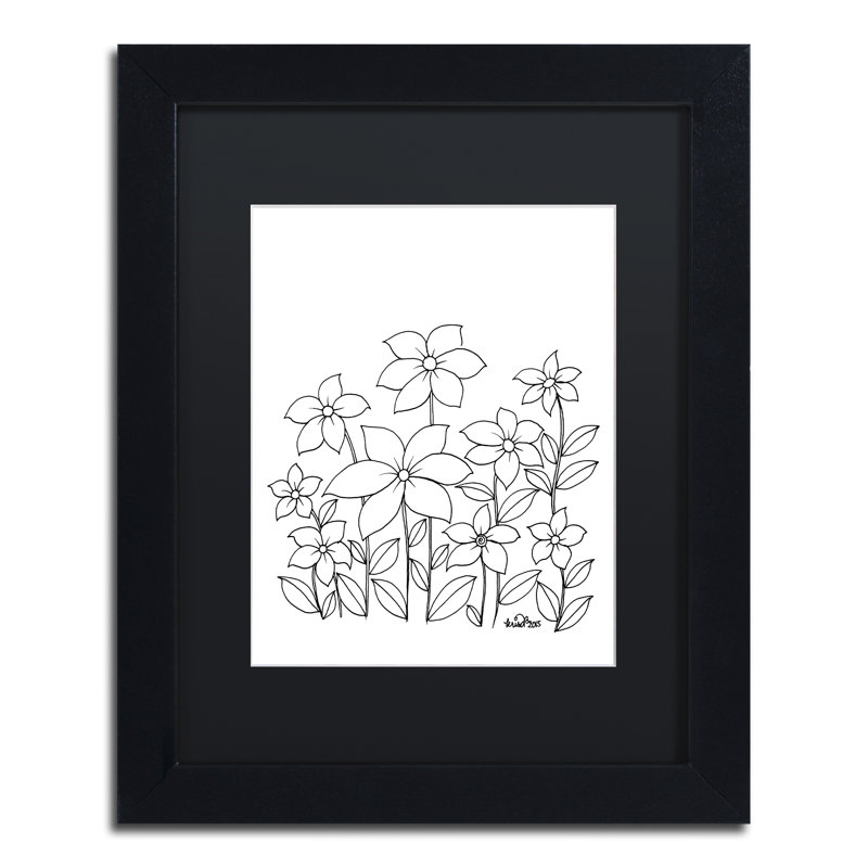 « simple fleur doodle », impression sur toile encadrée, H 14 po x l 11 po x P 0,5 po, Noir