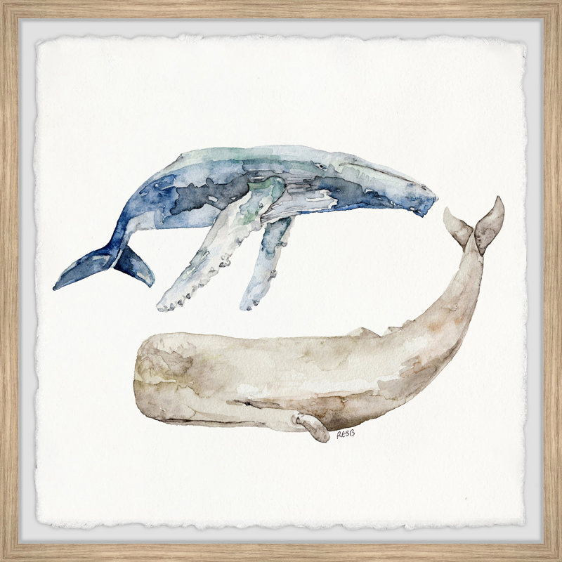 «Whale Duo» par Mayview, reproduction encadrée, H 24 po x l 24 po x P 1,5 po