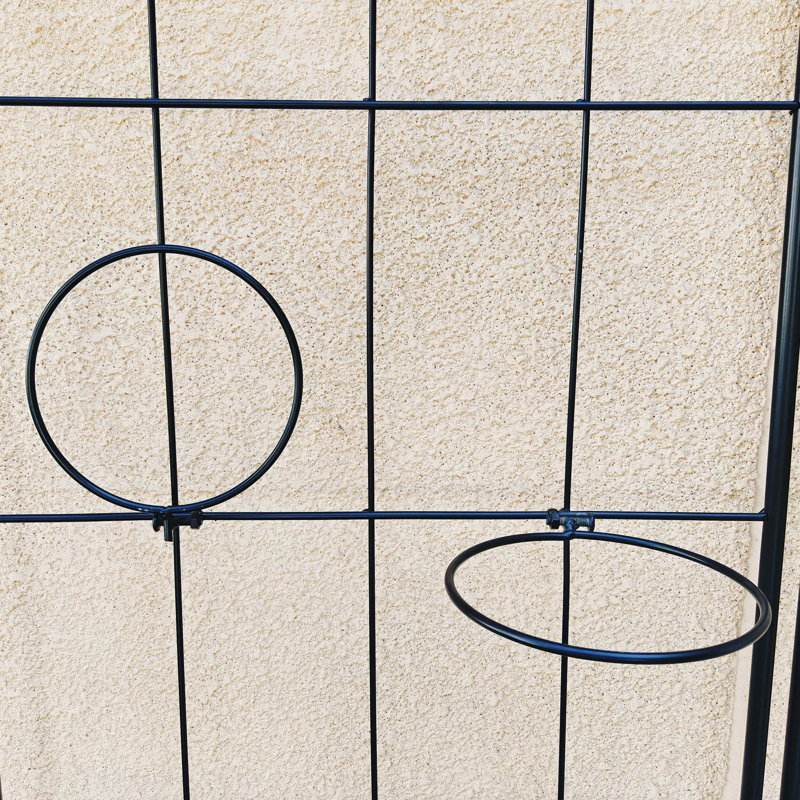 Ensemble de 4 treillis de jardin en métal 78,7 po x 19,7 po - Support de plante grimpante antirouille pour fleurs d'extérieur, vignes et patio - Comprend 2 porte-pots chacun - Noir