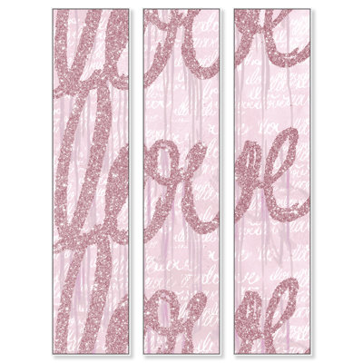 «Round and Round Tall Blush Glitter», impression romantique sur toile rose moderne pour chambre à coucher