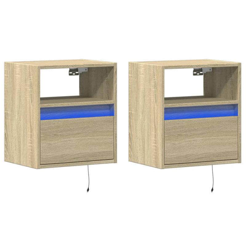 Costache 41cm W Bedside Table, Sonoma Oak, 2