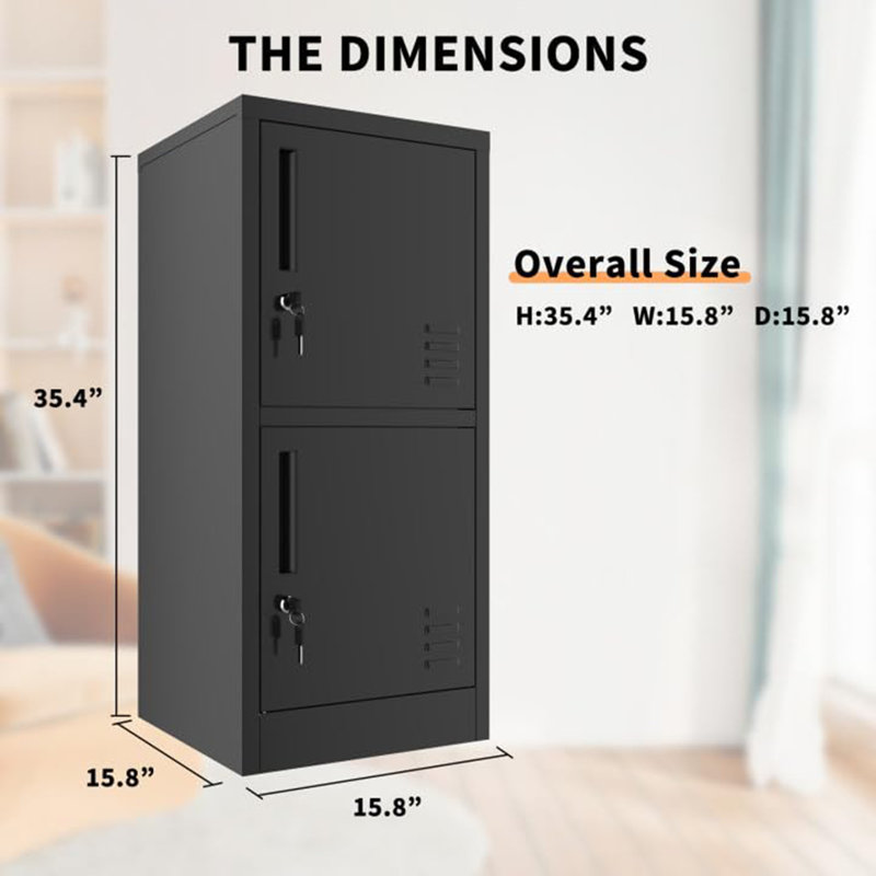 Belew 15.8'' Wide 2 - Shelf Storage Cabinet, Black