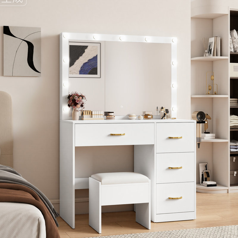 Coiffeuse de maquillage avec grand miroir lumineux