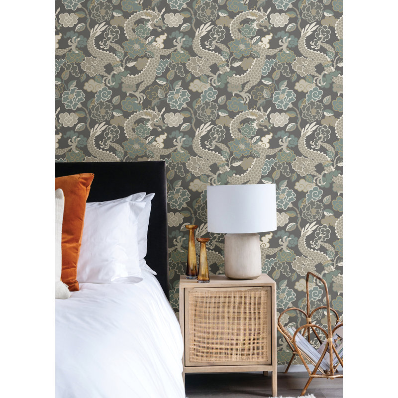 Keiundra Floral Wallpaper Roll, Gray