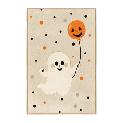 Tapis beige moderne lavable à la machine à motif abstrait Soho Halloween - reliure brun clair