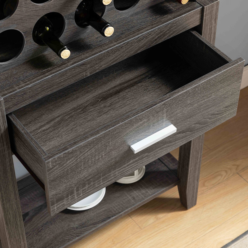 Support à vin, armoire à vin, armoire de rangement avec tiroir et tablettes ouvertes