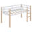 Twin Size Low Loft Bed For Kids, Solid Wooden Low Loft Bed Frame With Ladder And Guardrail For Small Room & Low Ceiling Bedrrom