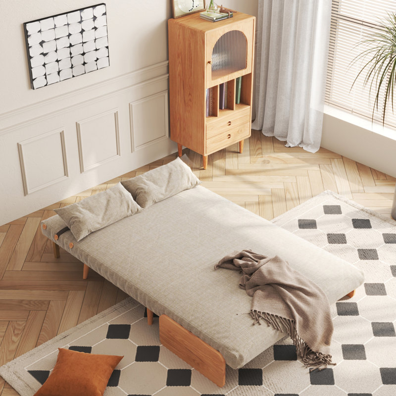 Fauteuil d'appoint inclinable 3-en-1 de 43,31 po Ivetta, Mélange de coton beige