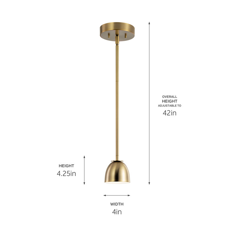 Germana 1 - Light LED Single Pendant, Brushed Natural Brass