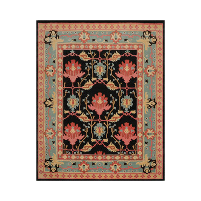 Multi Black Hand Tufted Oriental Area Rug Transitional Art&Crafts Wool