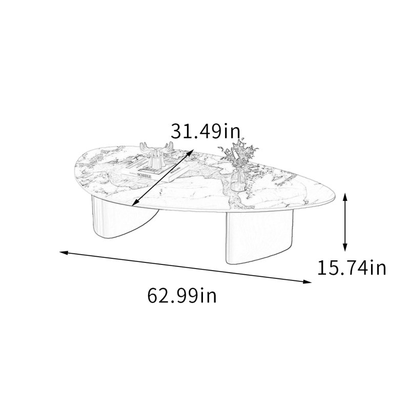 Table basse Modern Modern, Blanc / Taupe, H 15,74 po x L 62,99 po x l 31,49 po