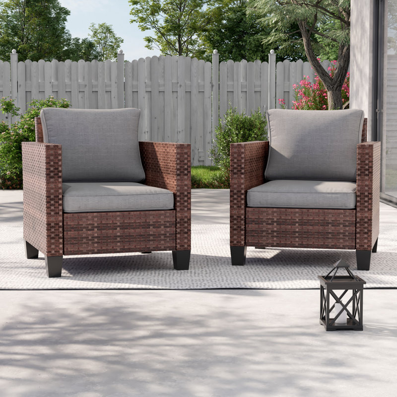 Norrington Patio Chair with Cushions(Set of 2), Gray