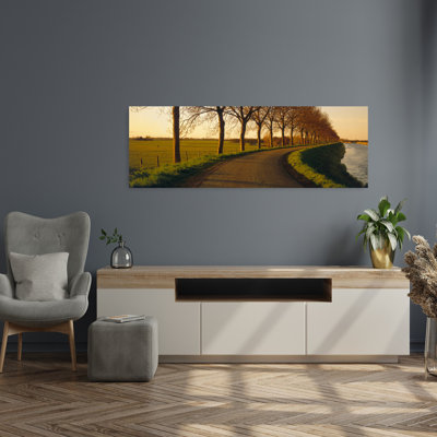 «Winding Road, Trees», Oudendijk, Pays-Bas, art abstrait contemporain de vache, paysage mural