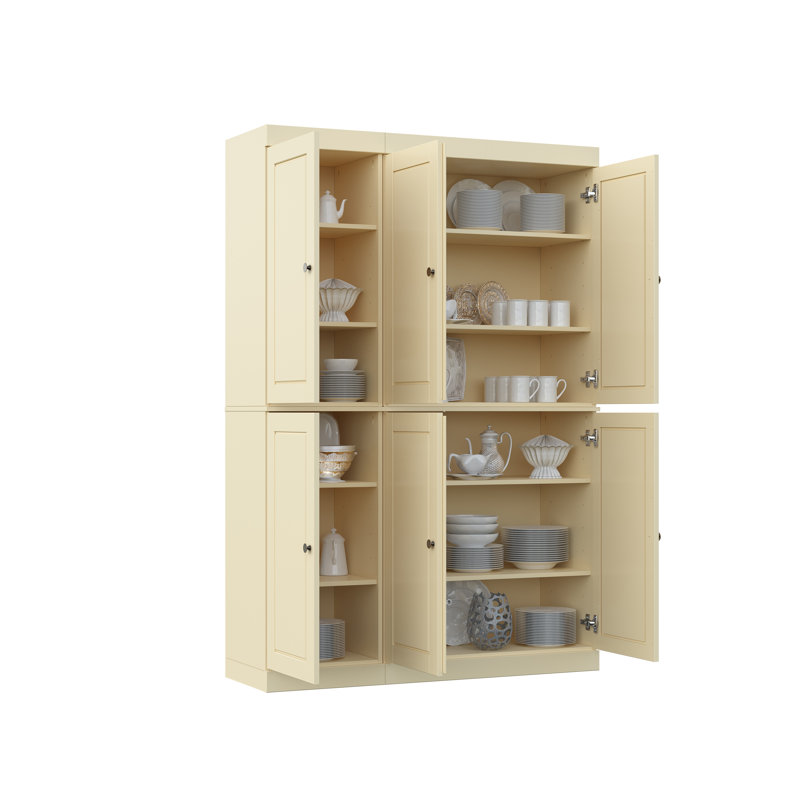 Grande armoire de cuisine Nicu 100% bois massif avec portes, tablettes réglables, armoire de rangement modulaire, l 48,5 po x H 71,5 po