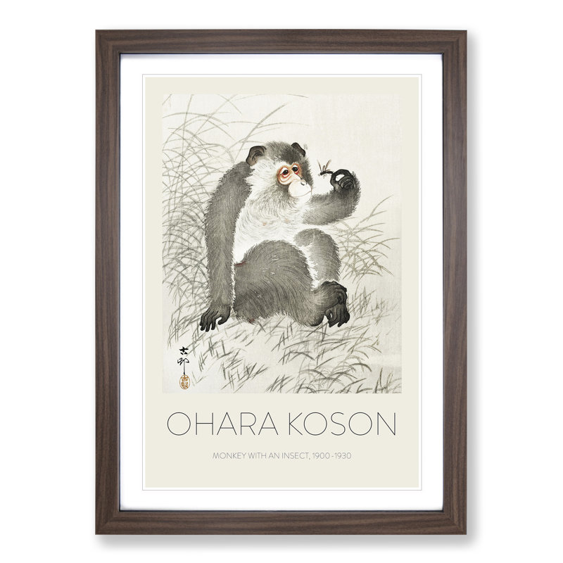 Monkey with an insect by Ohara Koson - Picture Frame Painting, 36cm H x 27cm W x 2cm D