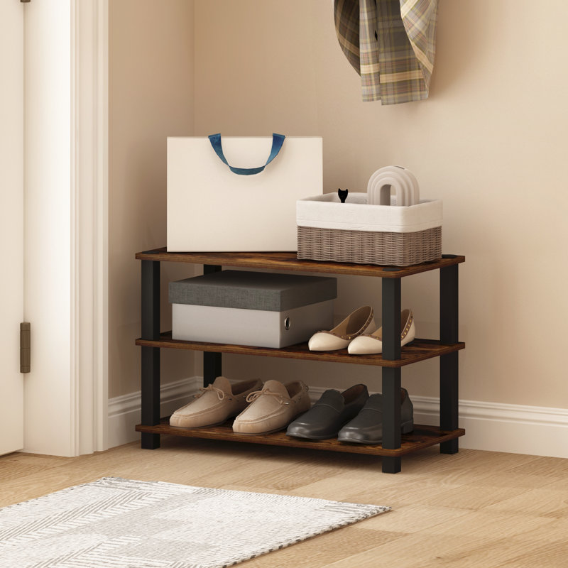 9 Pair Stackable Shoe Rack, Cherry