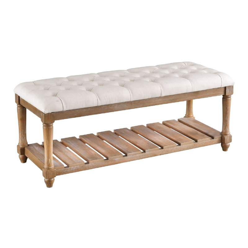Banc de rangement en bois massif Iljan
