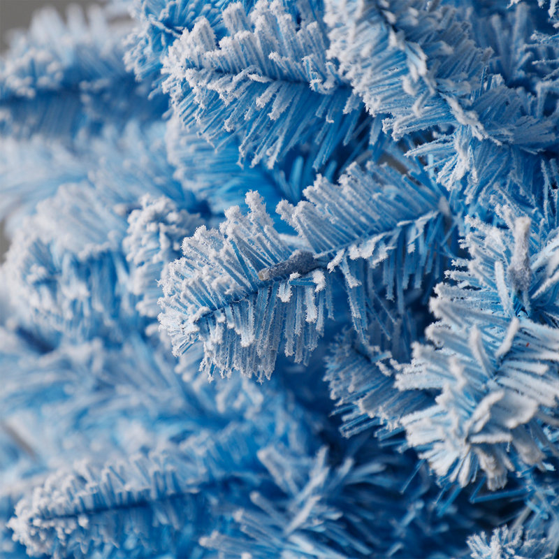 Home Heritage 7' Pencil Pine Prelit Flocked Artificial Christmas Tree Blue