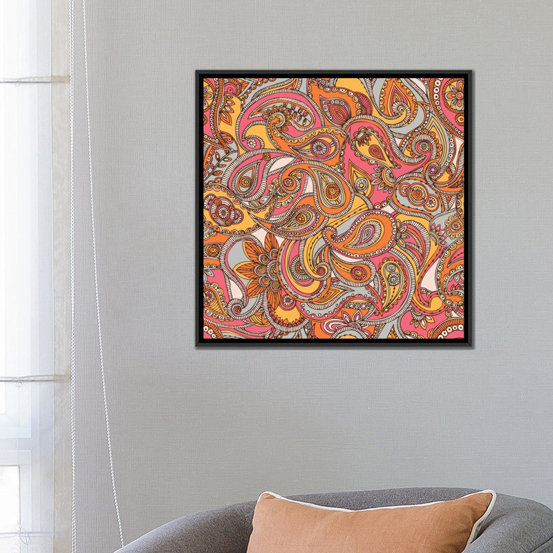 «Spring Paisley», impression sur toile tendue, H 26 po x l 26 po x P 1,5 po, Toile avec cadre noir