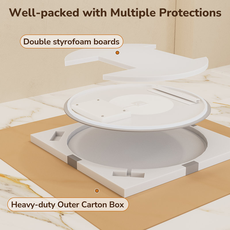 Miroir rond de salle de bain rétro éclairé sans cadre Adorna, 40 po x 40 po