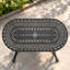 Table de salle à manger d'extérieur en aluminium coulé noir de 81,89 pouces avec trou pour parasol