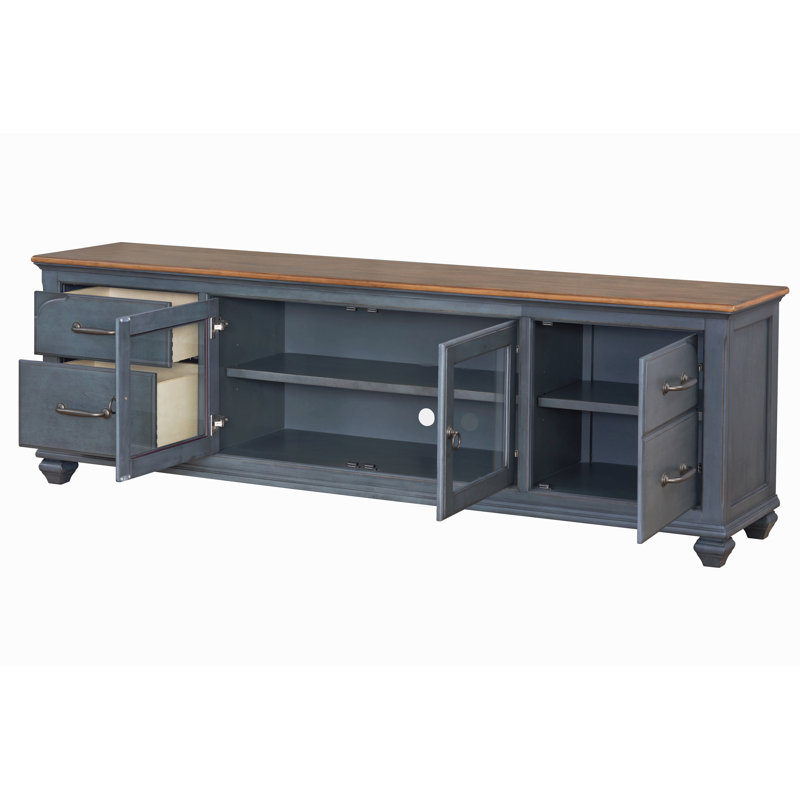 84 In Tv Stand For Tvs Up To 90 Inches, No Assembly Required, Corduroy Blue Finish