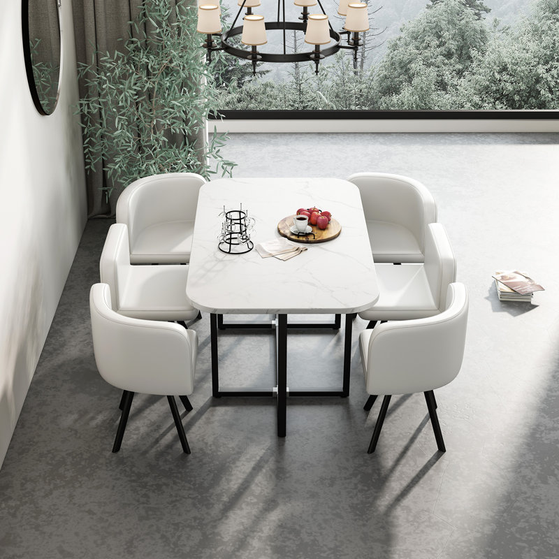 6 - Person Double Pedestal Dining Set, White