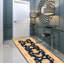 Tapis de couloir en Tapis décoratif laine noué à la main de conception unique noué à la main New Age 2 pi 8 po x 8 pi 2 po Ivoire/bleu sarcelle/beige