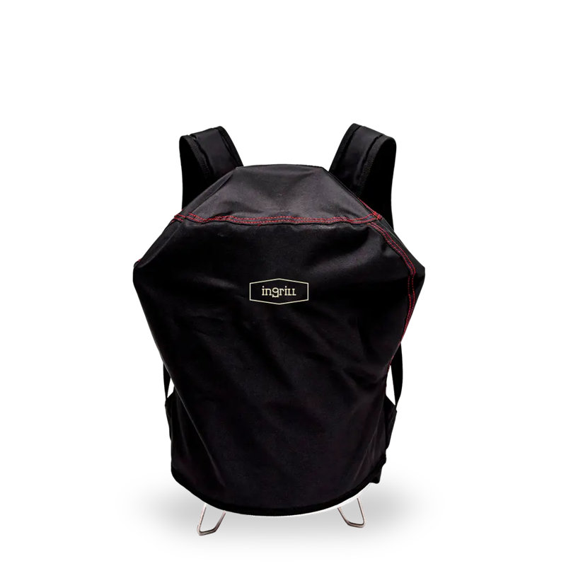 InGrill Weather-Resistant Waterproof Canvas Cover Backpack – Protective Carrying Bag for Mini Barrel Grill, Heavy-Duty Black Canvas Outdoor Cover with Shoulder Straps