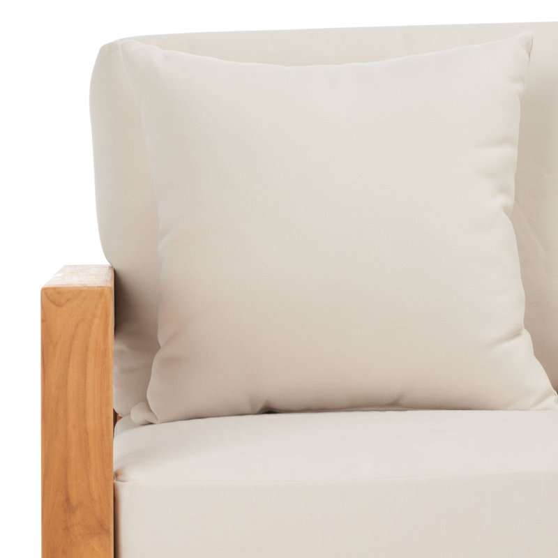Montford Teak Patio Sofa with Cushions, Beige Melrose