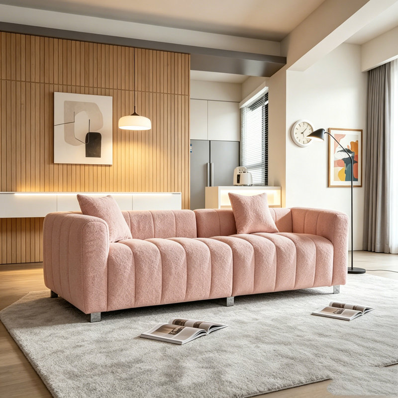 Canapé en velours de première qualité 83,46 po, Pink