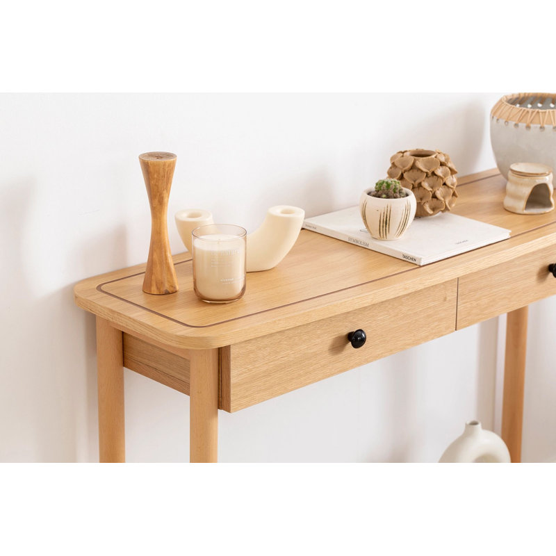 Commode de style scandinave Mariyana, 43,3 po x 31,5 po x 13 po | 100% panneau de fibres à densité moyenne avec pieds en bois | Finition naturelle et couleur bois | Capacité de charge de 22 lb | Design moderne et minimaliste pour la chambre à coucher 