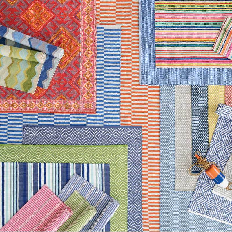Safety Net Kit Kemp x Annie Selke Safety Net Blue Handwoven Indoor/Outdoor Rug, Rectangle 4' x 6'